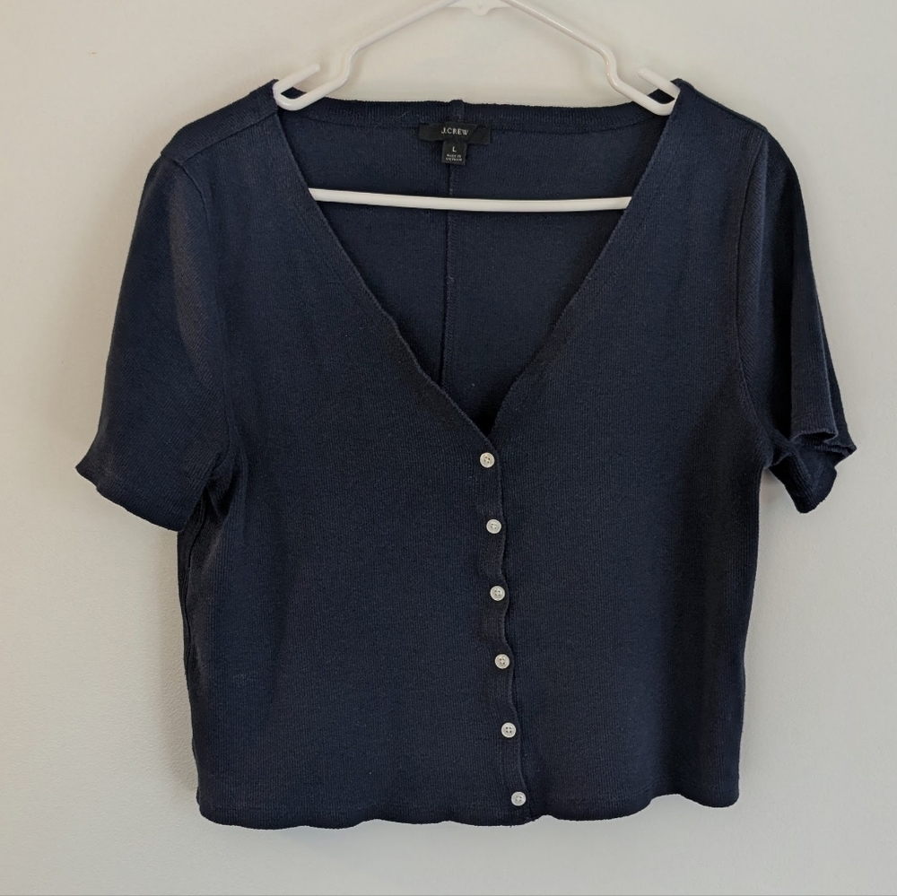 Jcrew Navy Ribbed Cardigan